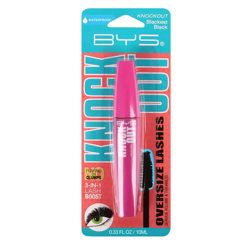 BYS Knock Out Mascara Waterproof Oversize Eyelashes Eye Makeup Volume Black 10ml