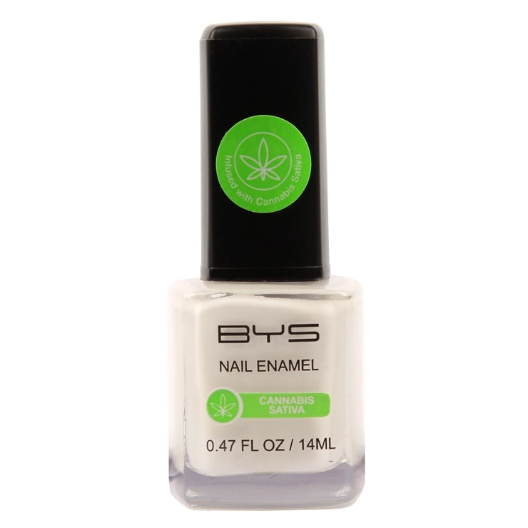 BYS Nail Polish W/Cannabis Sativa Oil Enamel Lacquer Gloss Quick Dry 14ml WHT