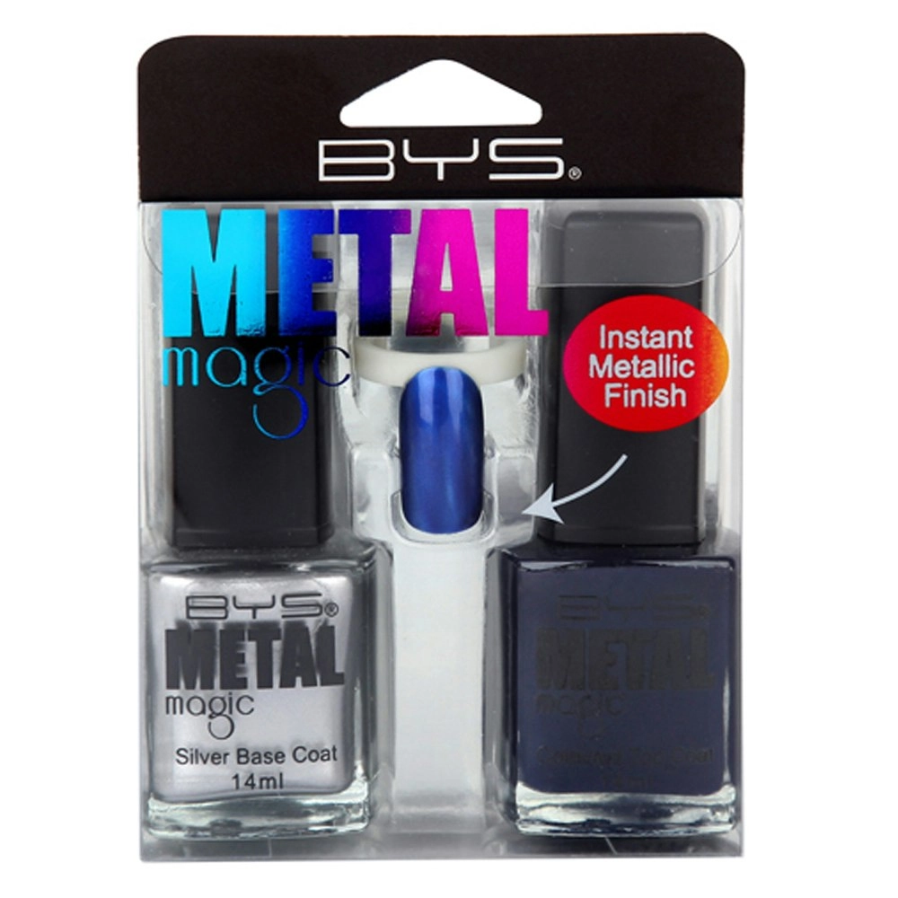 2pc BYS Metal Magic Deep Sapphire Nail Polish Enamel Lacquer Metallic Quick Dry