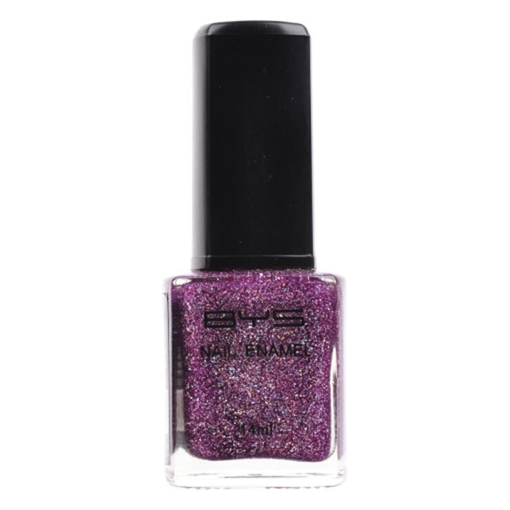 BYS Diamond Glitter Amethyst Nail Polish Enamel Lacquer Quick Dry 14ml Purple