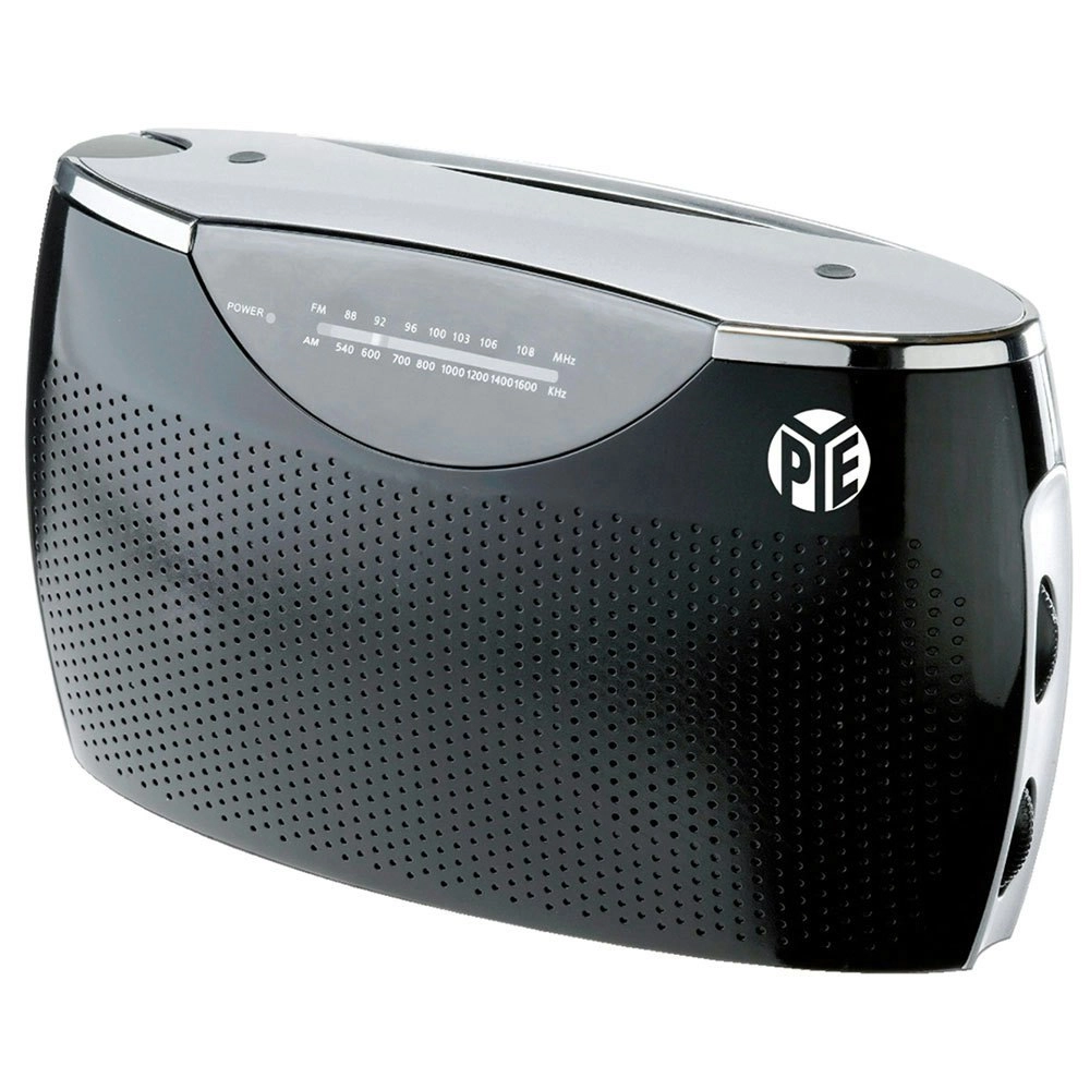 PYE Black Portable AM-FM Radio Speaker w/ 3.5mm Aux in/AC/DC/Battery Powered