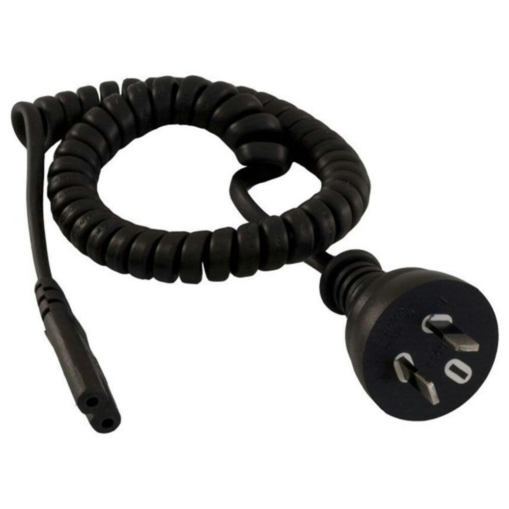 2m Appliance Power Cord Plug Curly FIG-8 Mains Lead Figure 8 IEC- C7 Black