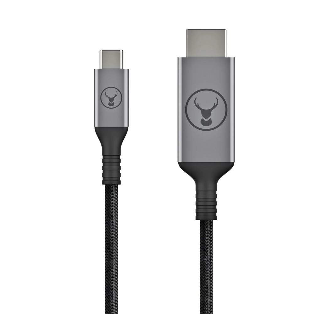 Bonelk 2.5M Gold Plated Braided Nylon USB-C to Standard HDMI Cable Grey