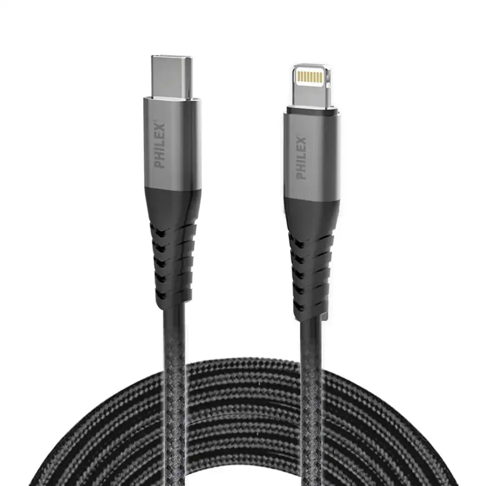 Philex Braided 1.2m USB-C to 8 Pin Charging Cable for iPad/iPhone/XS/11 Assorted