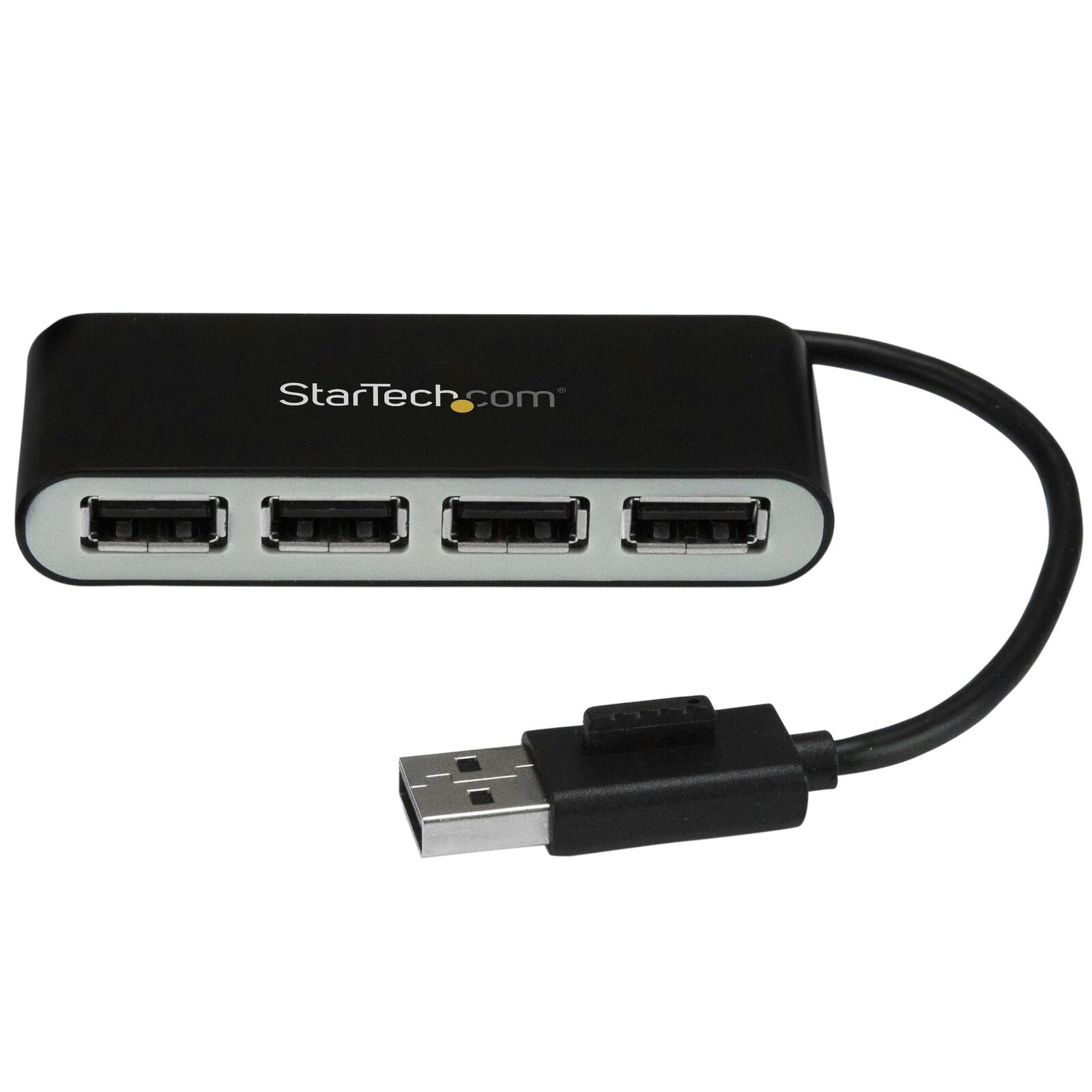 Star Tech 4-Port Portable USB 2.0 Hub w/ Built-in Cable For PC/Laptop BLK & SLV