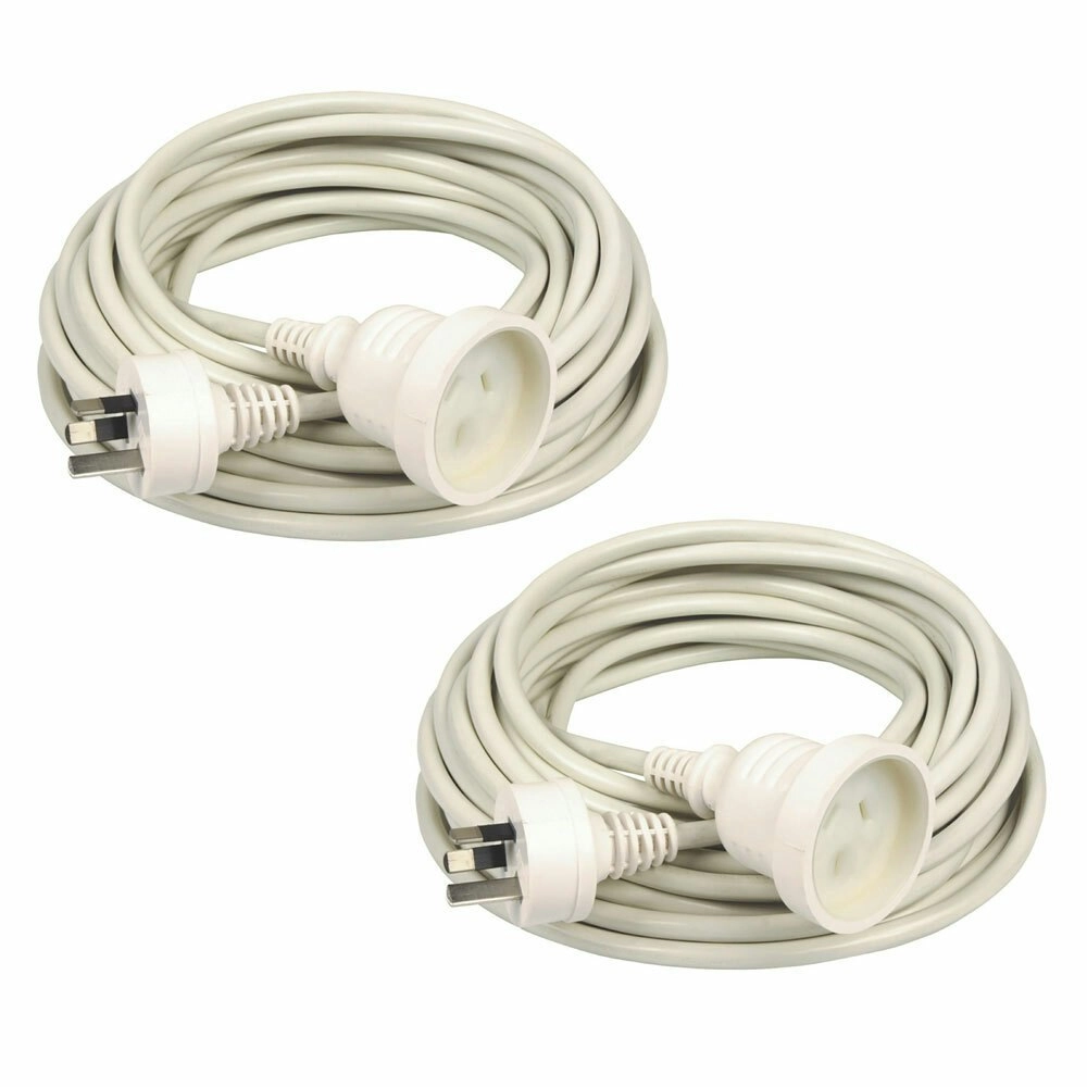 2PK Kensington 5m 2400W AU/NZ Power Extension Cable Lead Cord 10Amp Plug White