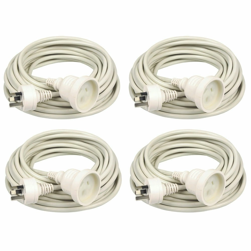 4PK Kensington 5m 2400W AU/NZ Power Extension Cable Lead Cord 10Amp Plug White