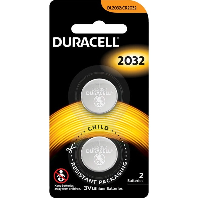 2pc Duracell 220MAH 3V DL2032/CR2032 Lithium Battery Button Cell/Coin for Watch