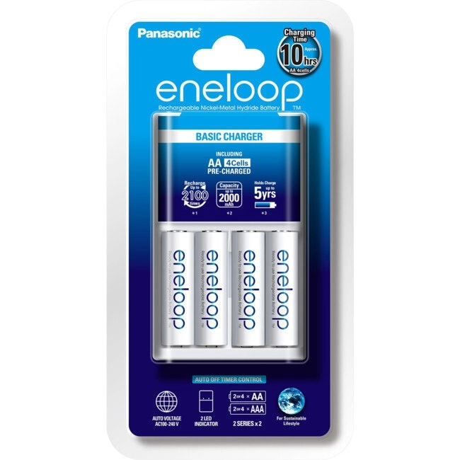 Panasonic Eneloop 10Hr Standard AA/AAA Battery Charger w/ 4x AA Batteries