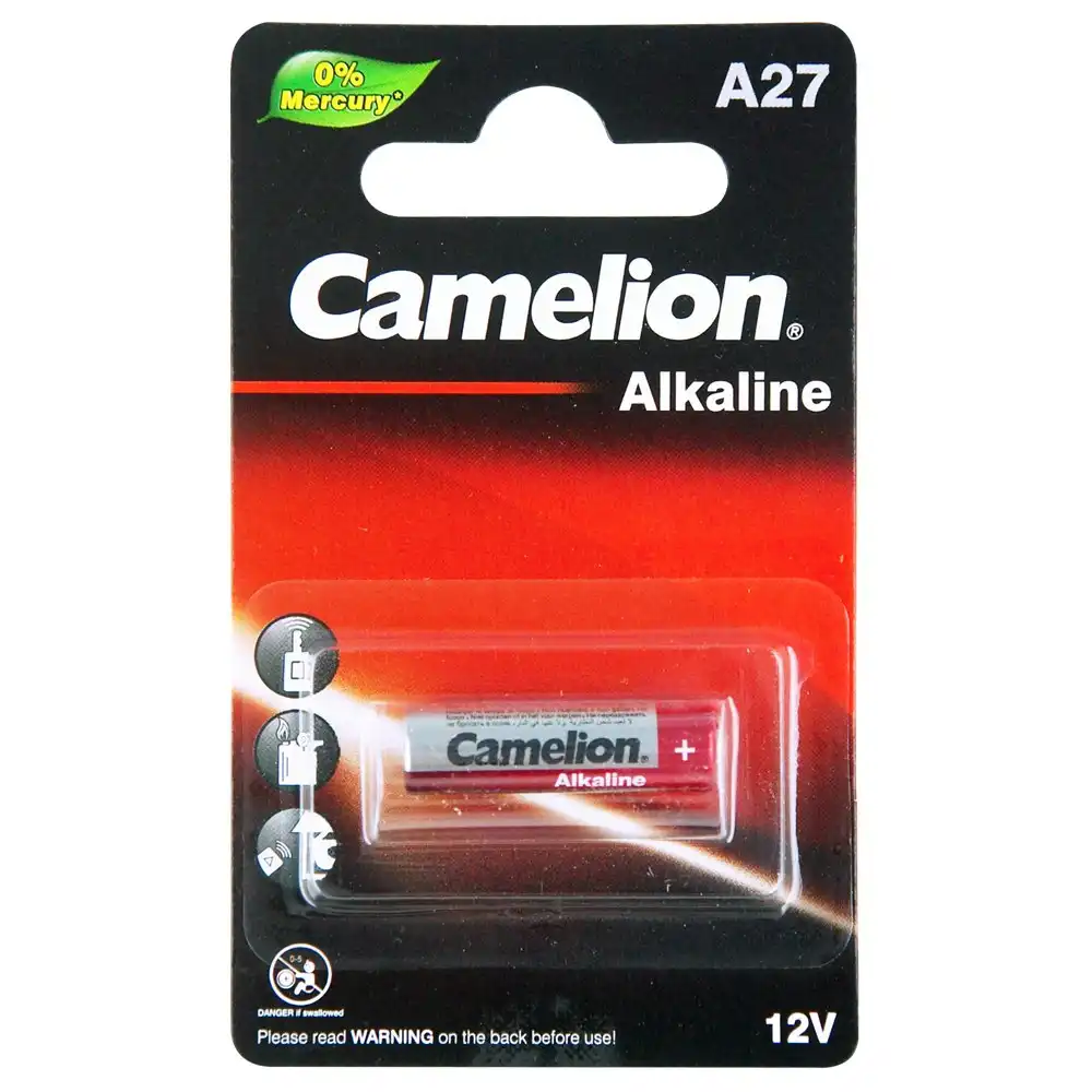 Camelion Alkaline Battery 12V 27A Cylindrical Power for Garage Car Remote Alarm