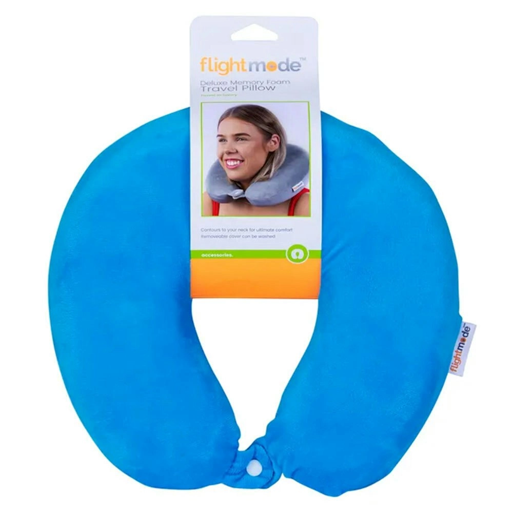 Flight Mode 27cm Soft Memory Foam Travel Neck Pillow/Cushion Assorted Colours