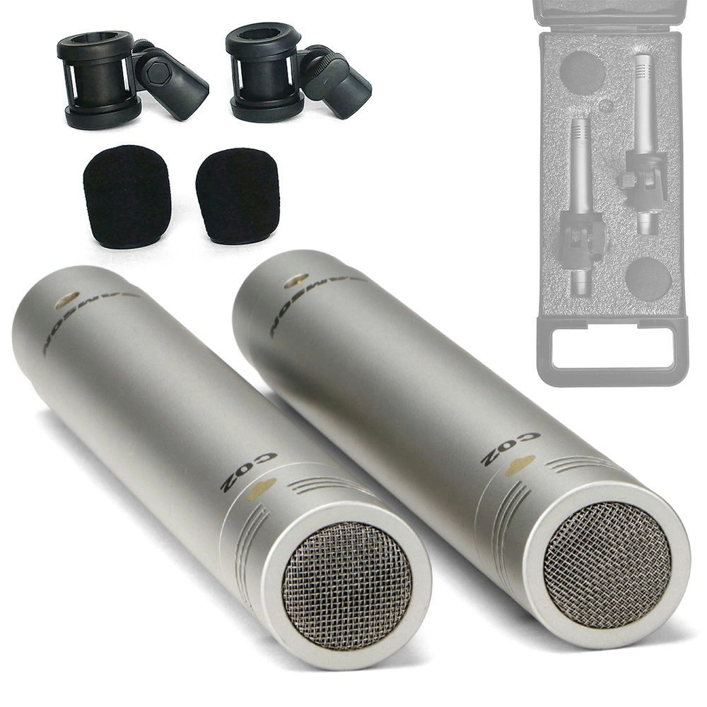 2PK Samson C02 Condenser Pencil Microphones Clip/Case Stereo Studio Recording