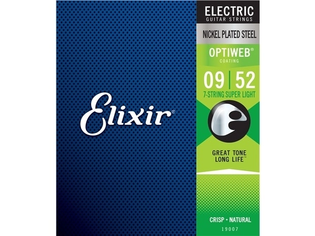 Elixir #19007 Electric Guitar 7 Strings Optiweb Nickel Steel 9-52 Super Light