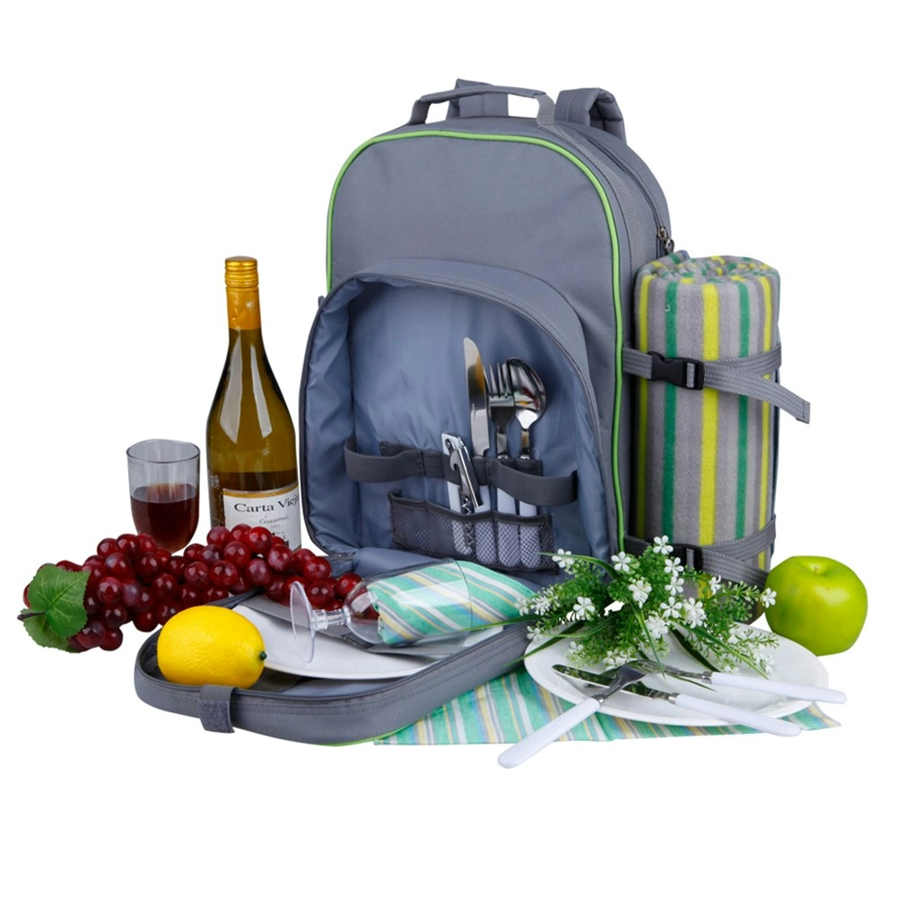 Yodo 2 Person Picnic Blanket Stainless Steel Fork/Glasses/Utensils Backpack Set