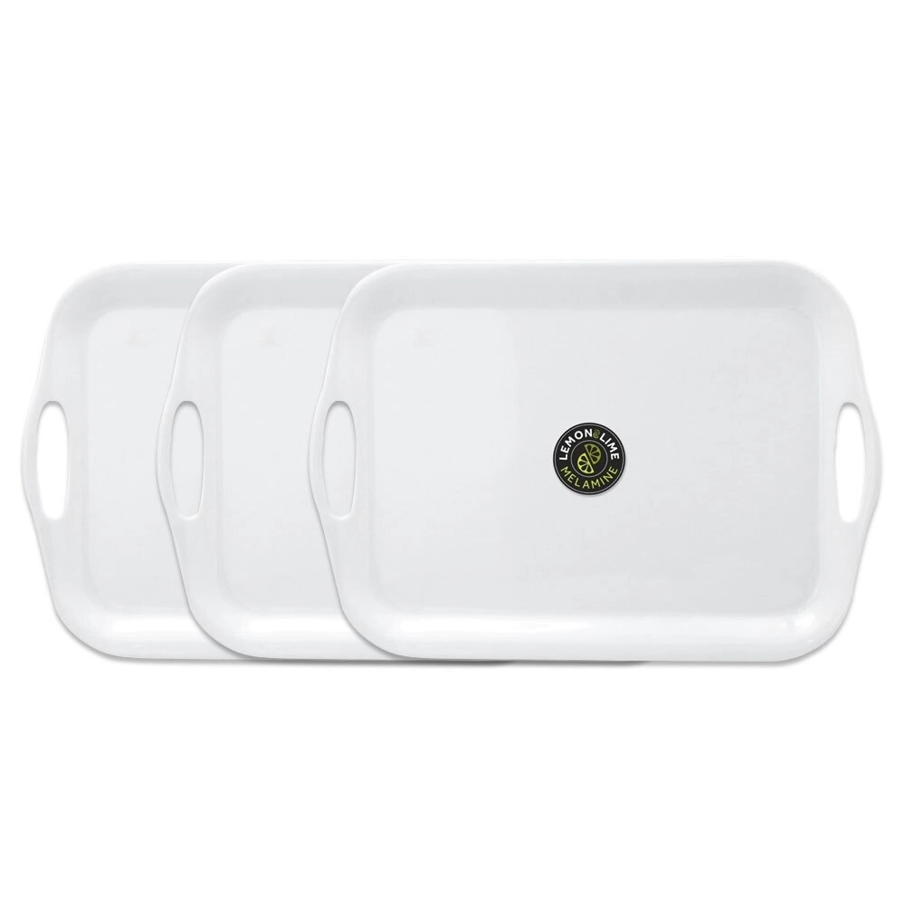 3x Lemon & Lime Rectangular 41x28.5cm Melamine Serving Tray Server w/ Handles WH