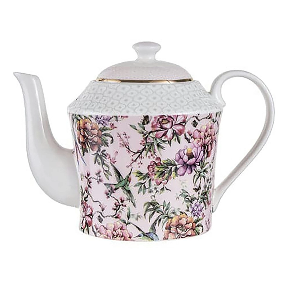 Ashdene 600ml Chinoiserie Pink Infuser Teapot Fine Bone China Hot Drinks