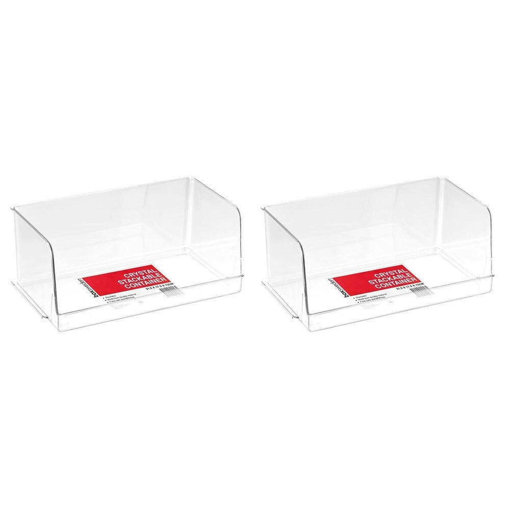 2x Boxsweden 31.5cm Crystal Kitchen Stackable Organiser/Storage Container Large