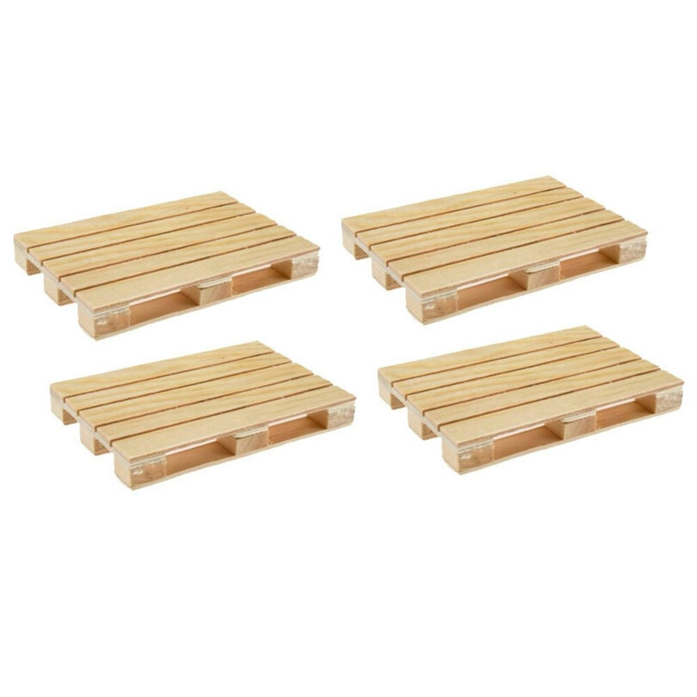 4PK Mini Wooden Pallet Glass Coasters/Mats For Beverages Drinks Beers Home/Bar