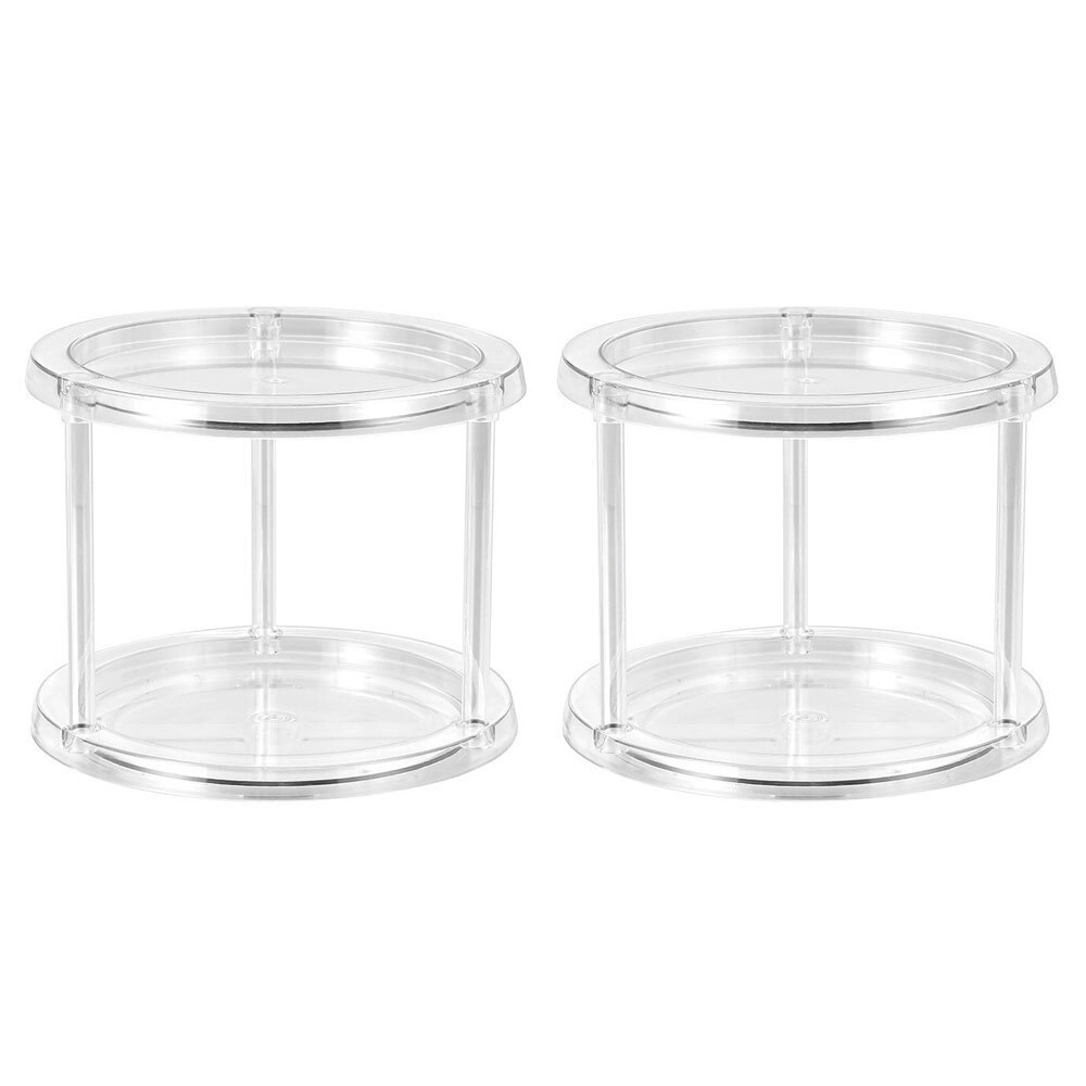 2x Boxsweden Crystal 2-Tier 24.5cm Swivel Turntable Organiser/Storage Rack CLR