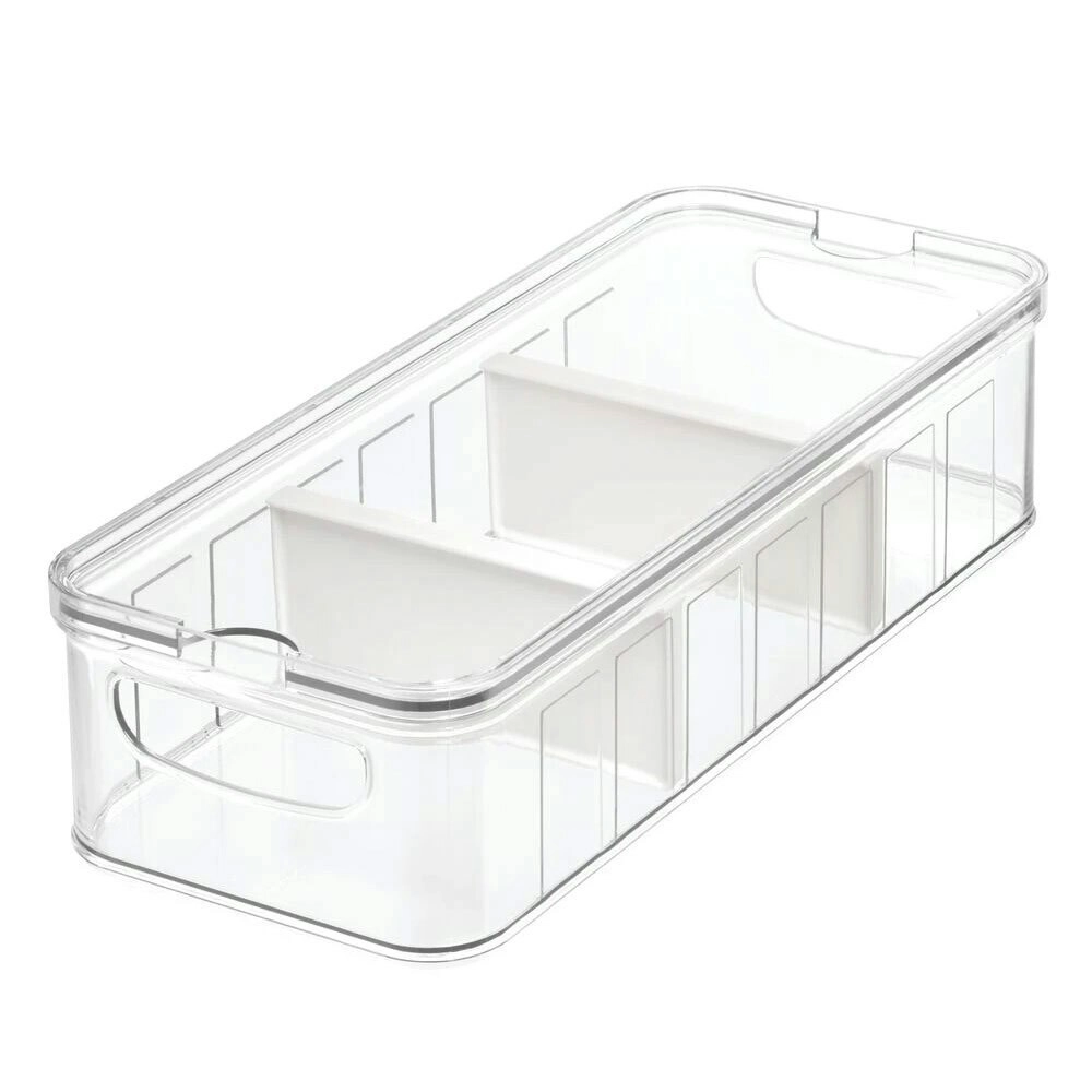 Idesign 38x16.5x9.5cm Crisp Large Divided Fridge/Food Bin/Holder/Container CLR