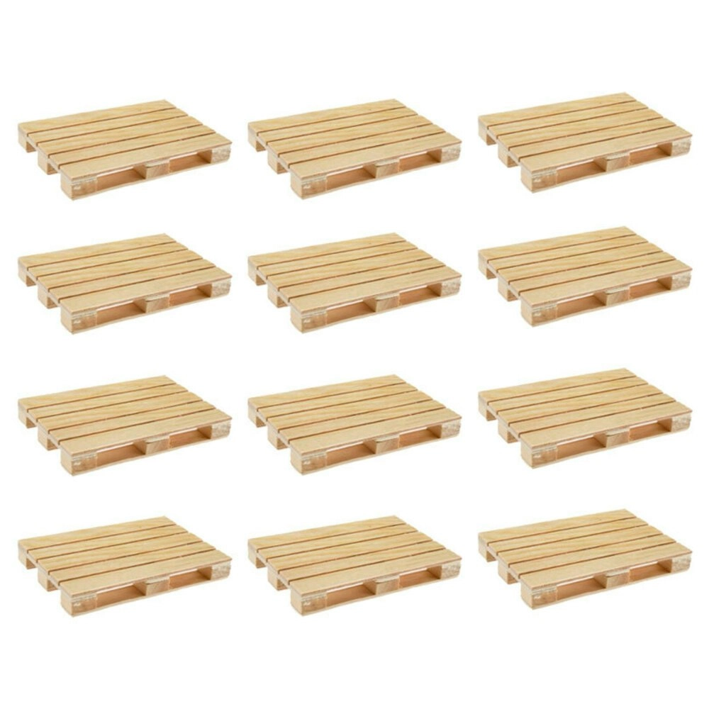 12PK Mini Wooden Pallet Glass Coasters/Mats For Beverages Drinks Beers Home/Bar