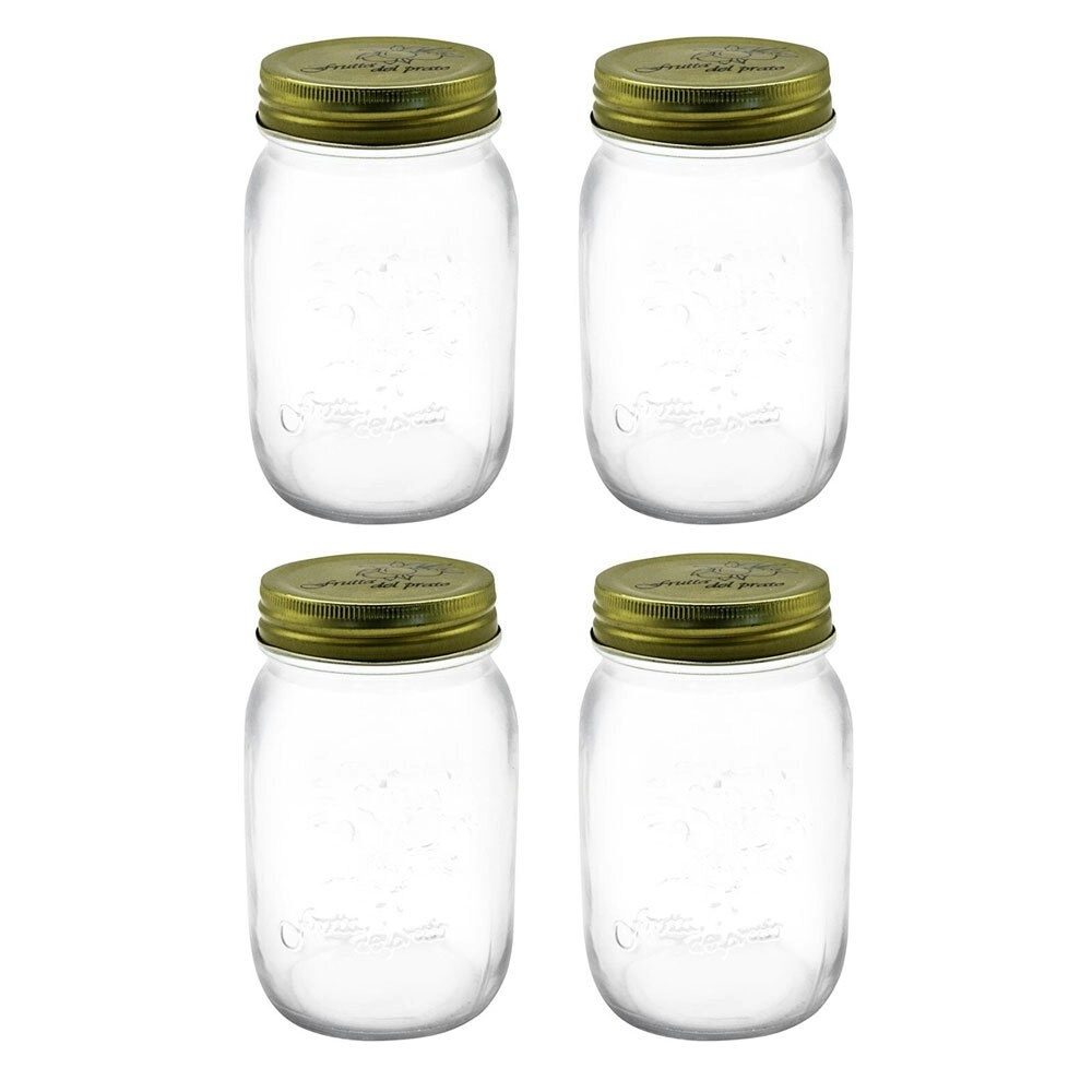 4x Lemon & Lime Roma 500ml Glass Conserve Jar 13cm Kitchen Storage Container CLR