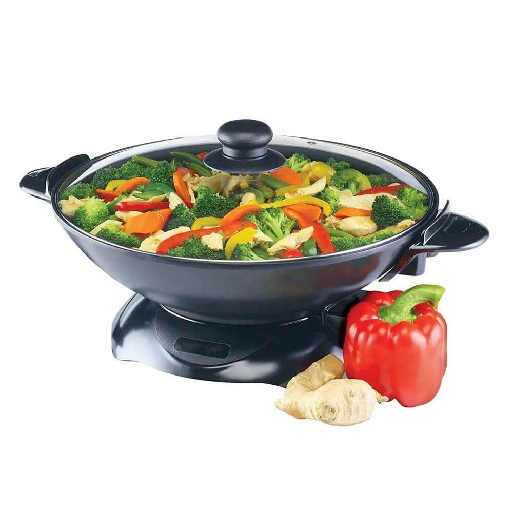 Maxim Kitchen Pro 4.5L 1500W Stir Fry/Cooker Electric Wok w/ Lid Cooking Pan BLK