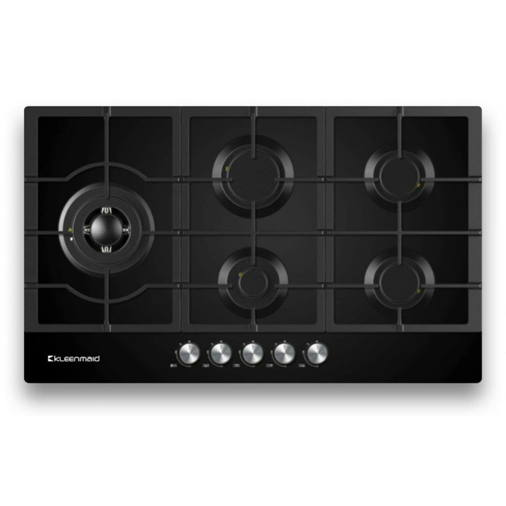 Kleenmaid 90cm Black Glass Gas Surface Mounted Built In Cooktop/Stovetop Burner