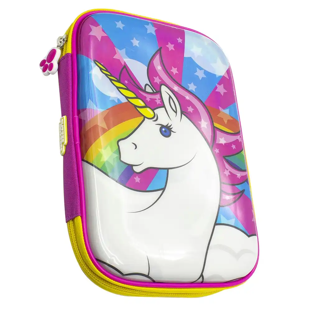 Glitter Critters Carry Me 24 Slots Kids Pencil Case w/Mesh Compartment Unicorn