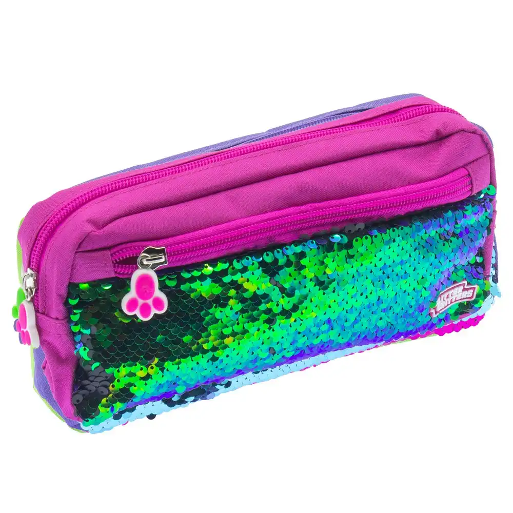 Glitter Critters Pat Me Sequin 2 Compartments Kids Zipper Pencil Case/Pouch PNK