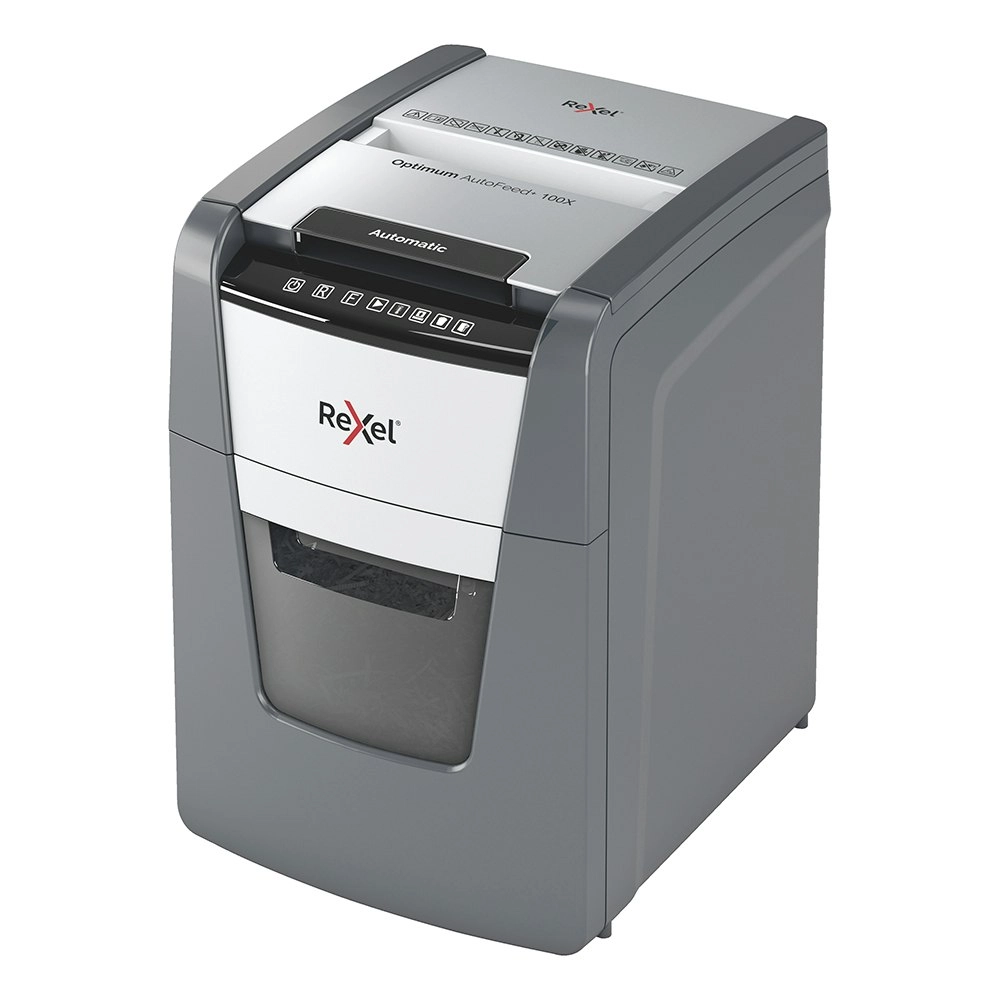 Rexel Optimum AutoFeed+ Office 34L 100x Cross Cut Shredder 8 Paper Sheets/Cutter