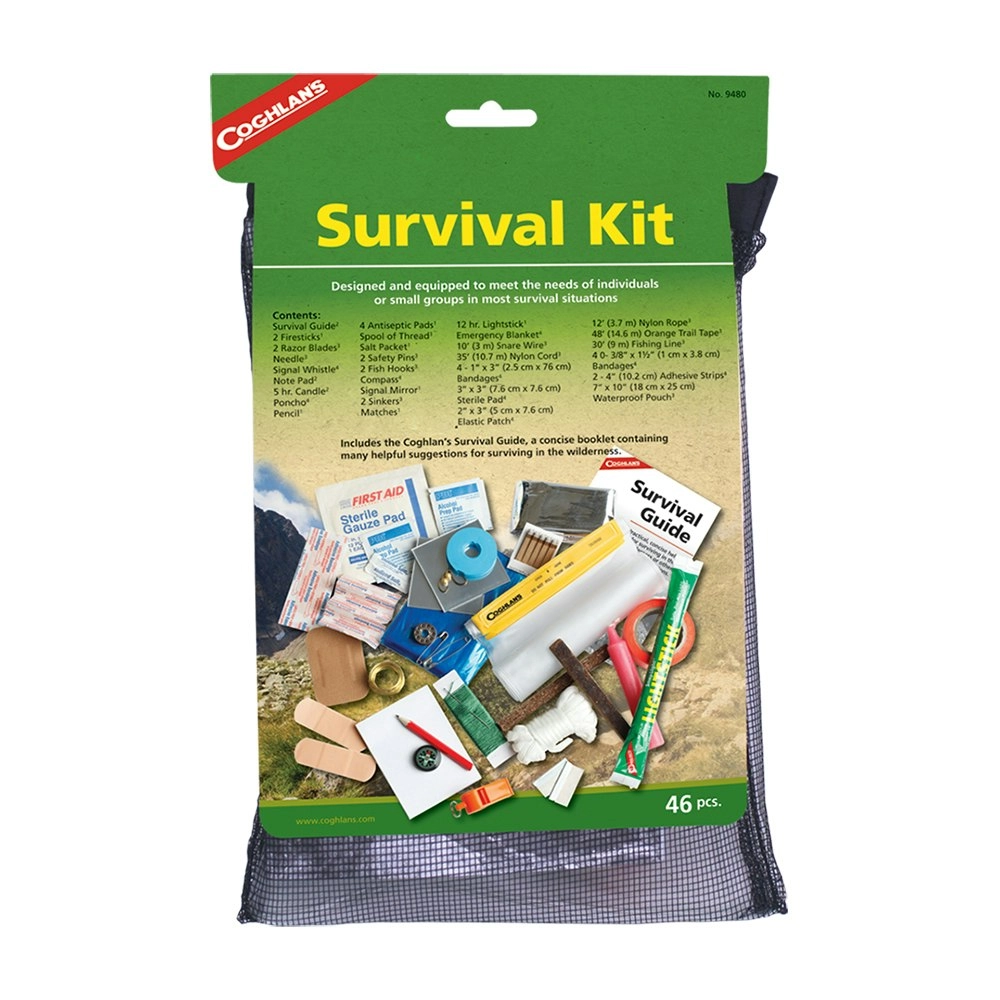 46pc Coghlans Camping Emergency Survival Kit Blanket/Matches/Whistle w/ Guide