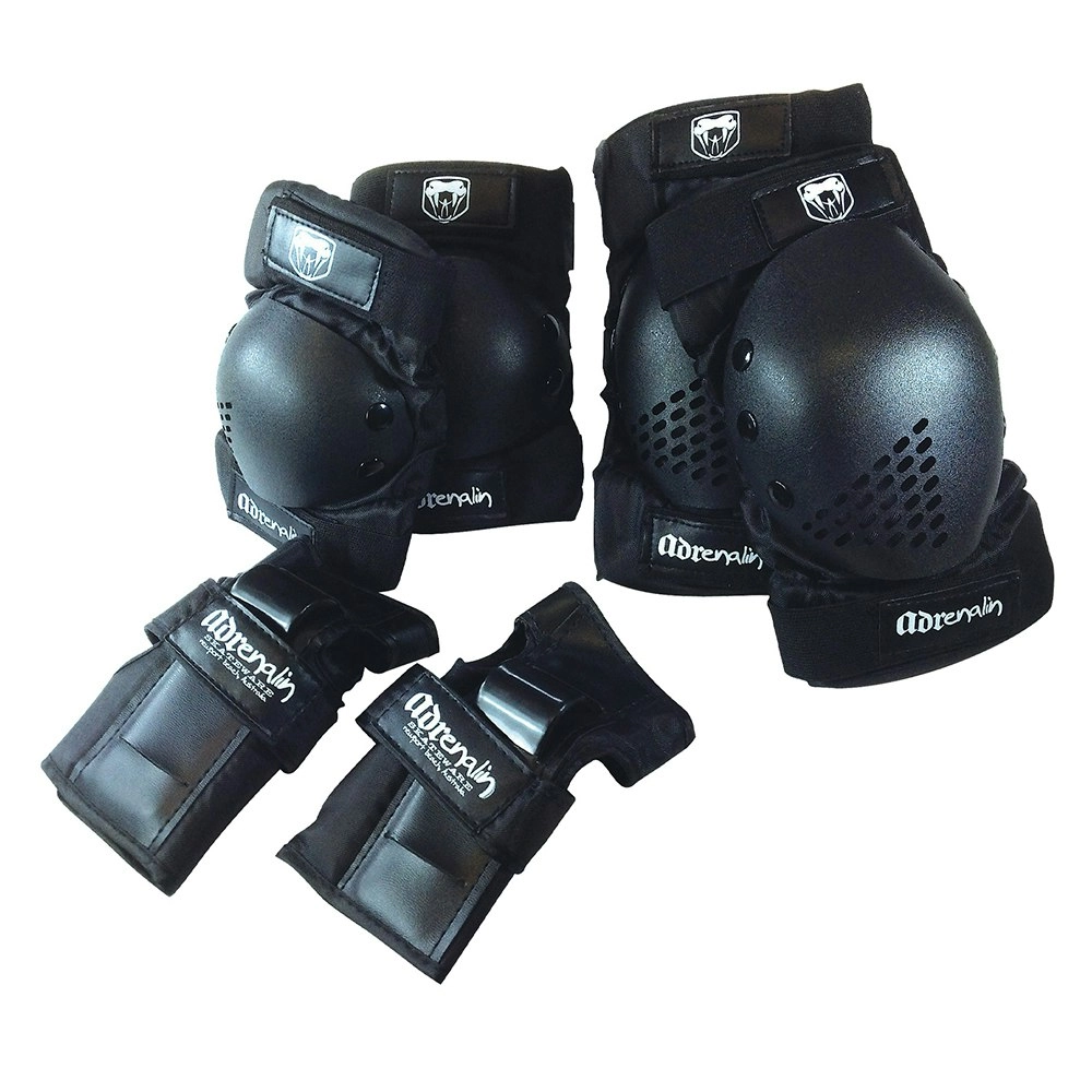 6pc Adrenalin Skate/Sport Knee/Elbow/Wrist Protection Guard Adult/Teen XL BLK