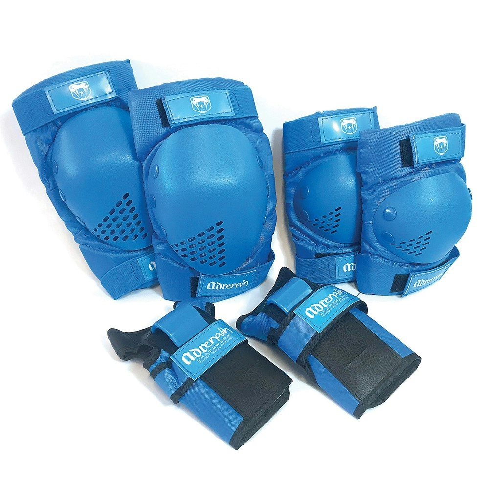 6pc Adrenalin Skateboard & Scooter Knee/Elbow Wrist Protection Set Blue Youth L