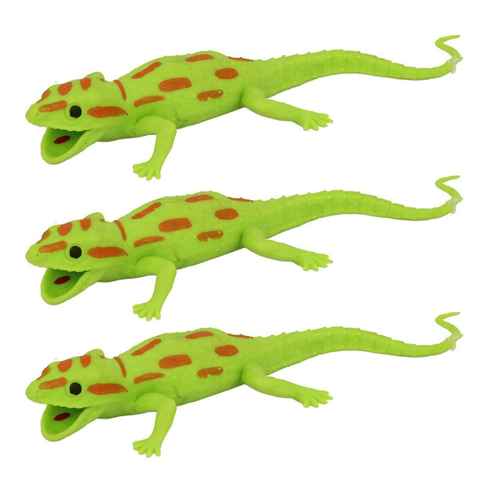 3x Fumfings Animal Stretchy Beanie 20cm Gecko Prank Trick 3y+ Child/Kids Green