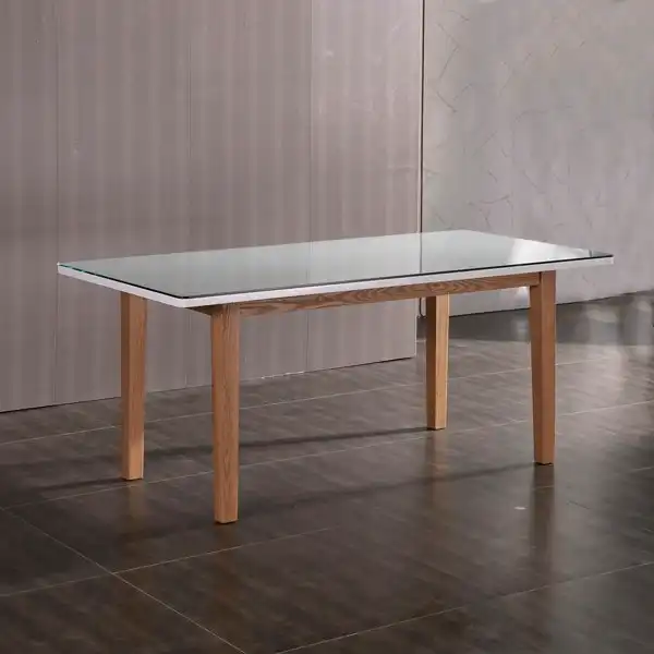 Dining Table White Top High Glossy Wooden Base