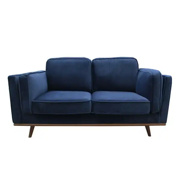 2 Seater Sofa Sofa in Soft Blue Velvet Lounge Set for Living Room Couch with Wooden Frame