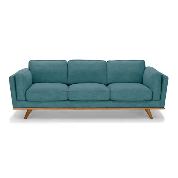 3 Seater Sofa Teal Fabric Lounge Set for Living Room Couch with Wooden Frame