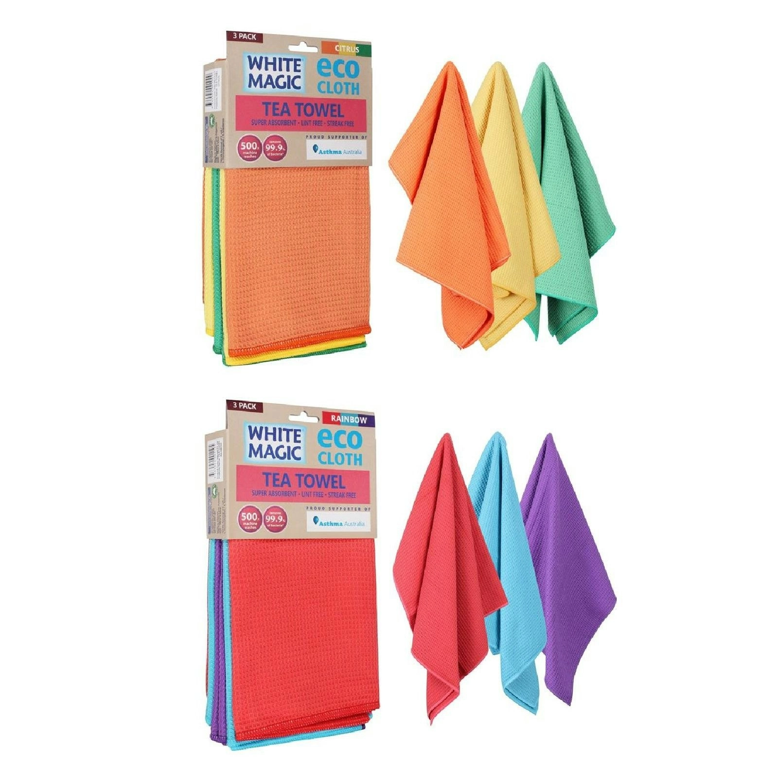 White Magic Eco Cloth Tea Towels Pack 3