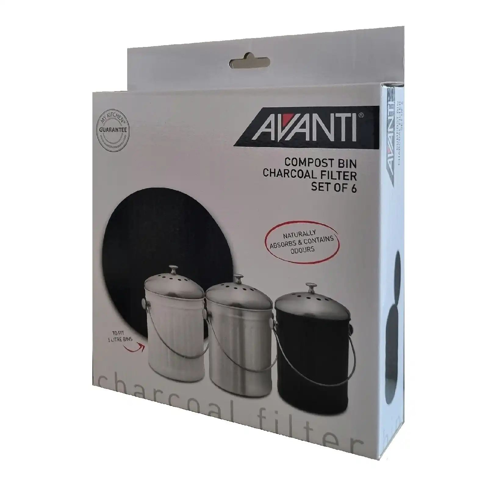 Avanti KITCHEN COMPOST BIN REPLACEMENT CARBON FILTER 19cm SET 6