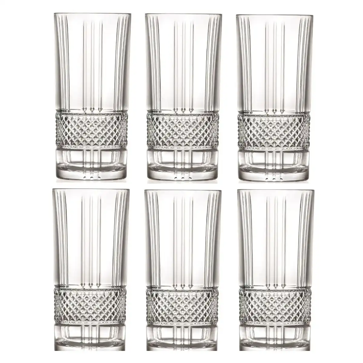 RCR BRILLANTE HIGHBALL CRYSTAL TUMBLER  LIQUOR GLASSES 370ml - SET OF 6