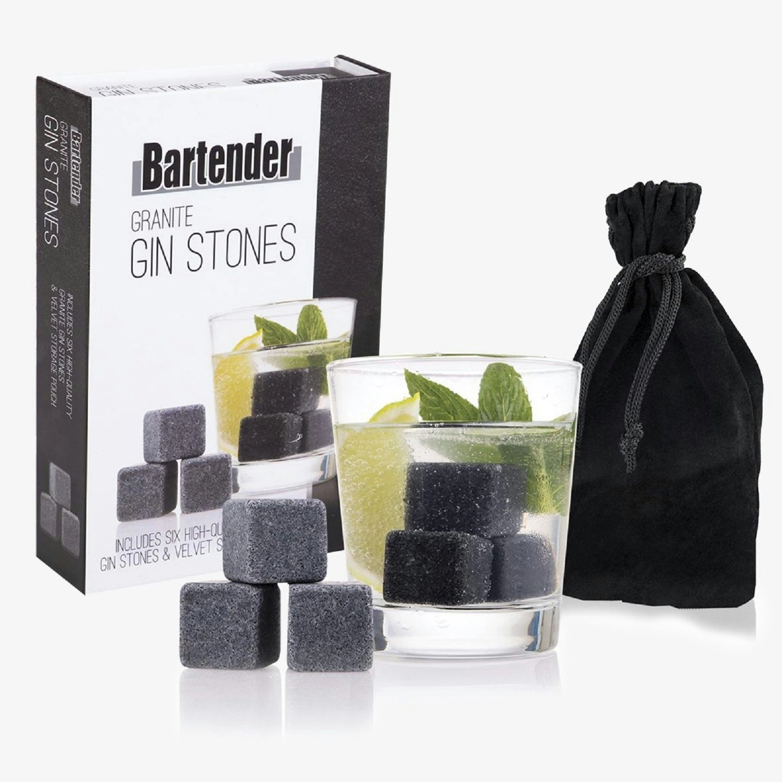 Bartender Granite Gin Stones Set 6