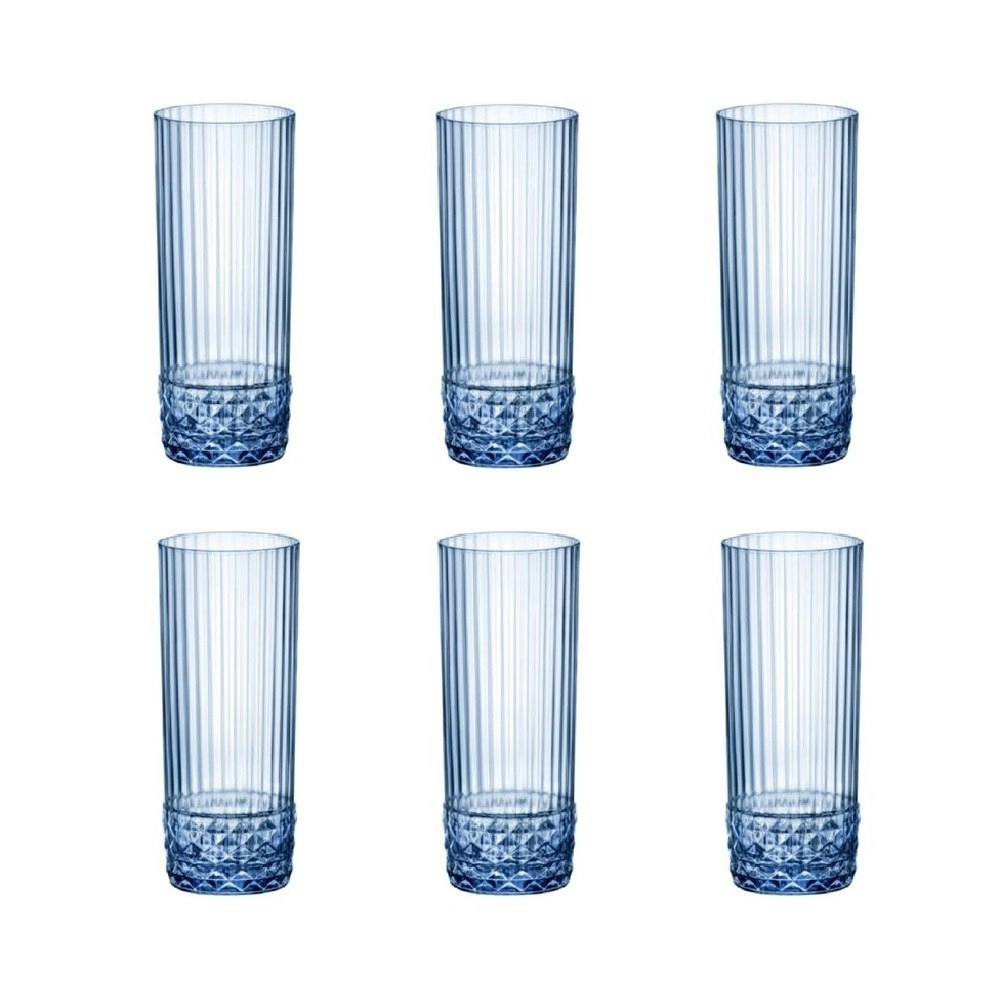 Bormioli Rocco AMERICA 20s 400ml LONG DRINK GLASSES SET 6 -SAPPHIRE