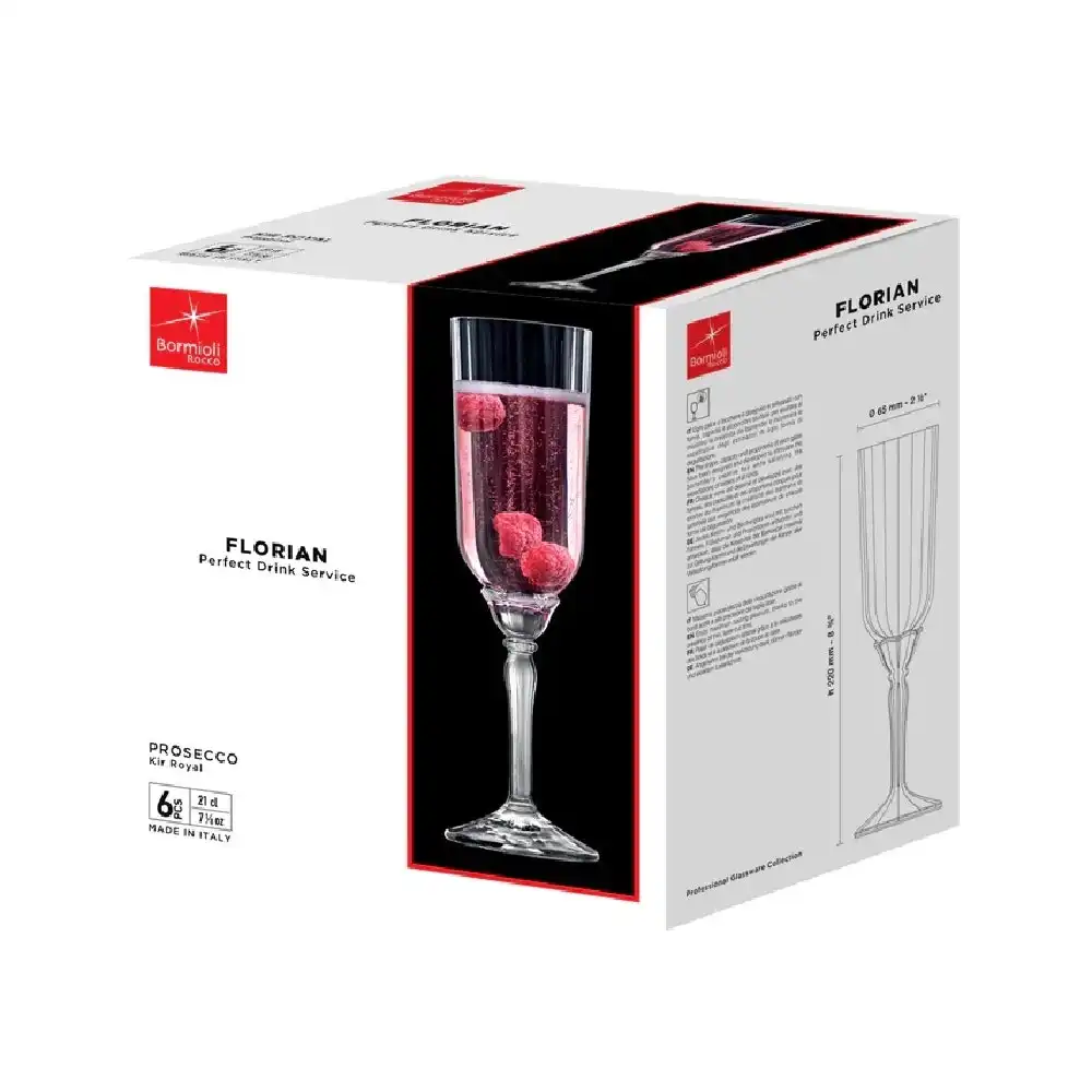 Bormioli Rocco FLORIAN PROSECCO GLASS 210ml - SET OF 6