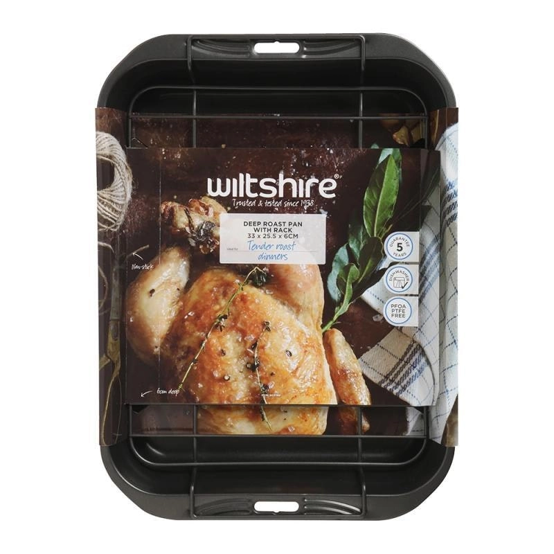 Wiltshire NON STICK DEEP ROAST PAN WITH RACK 32 x 25cm