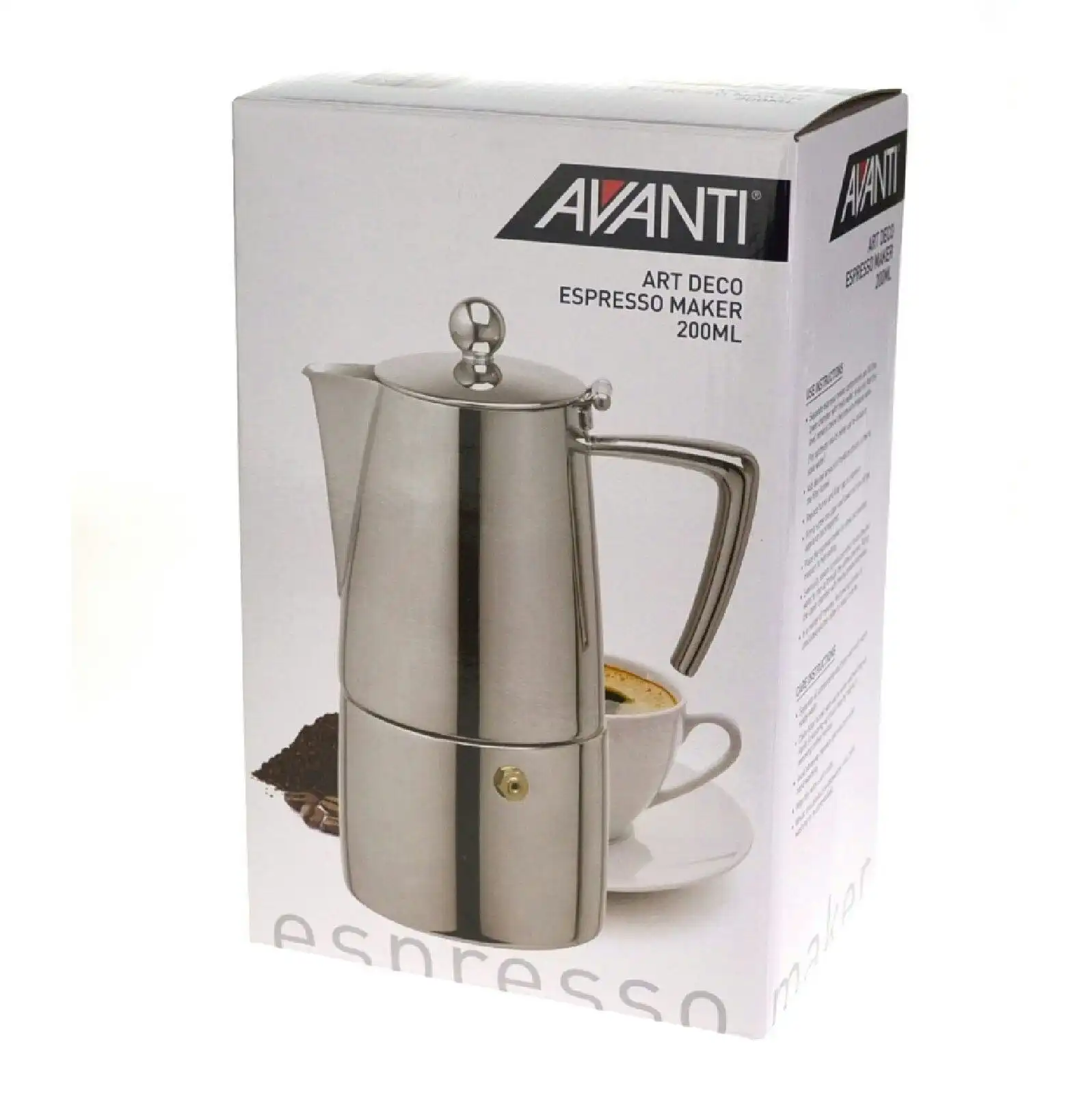 Avanti 4 Cup Art Deco Espresso Coffee Maker Percolator