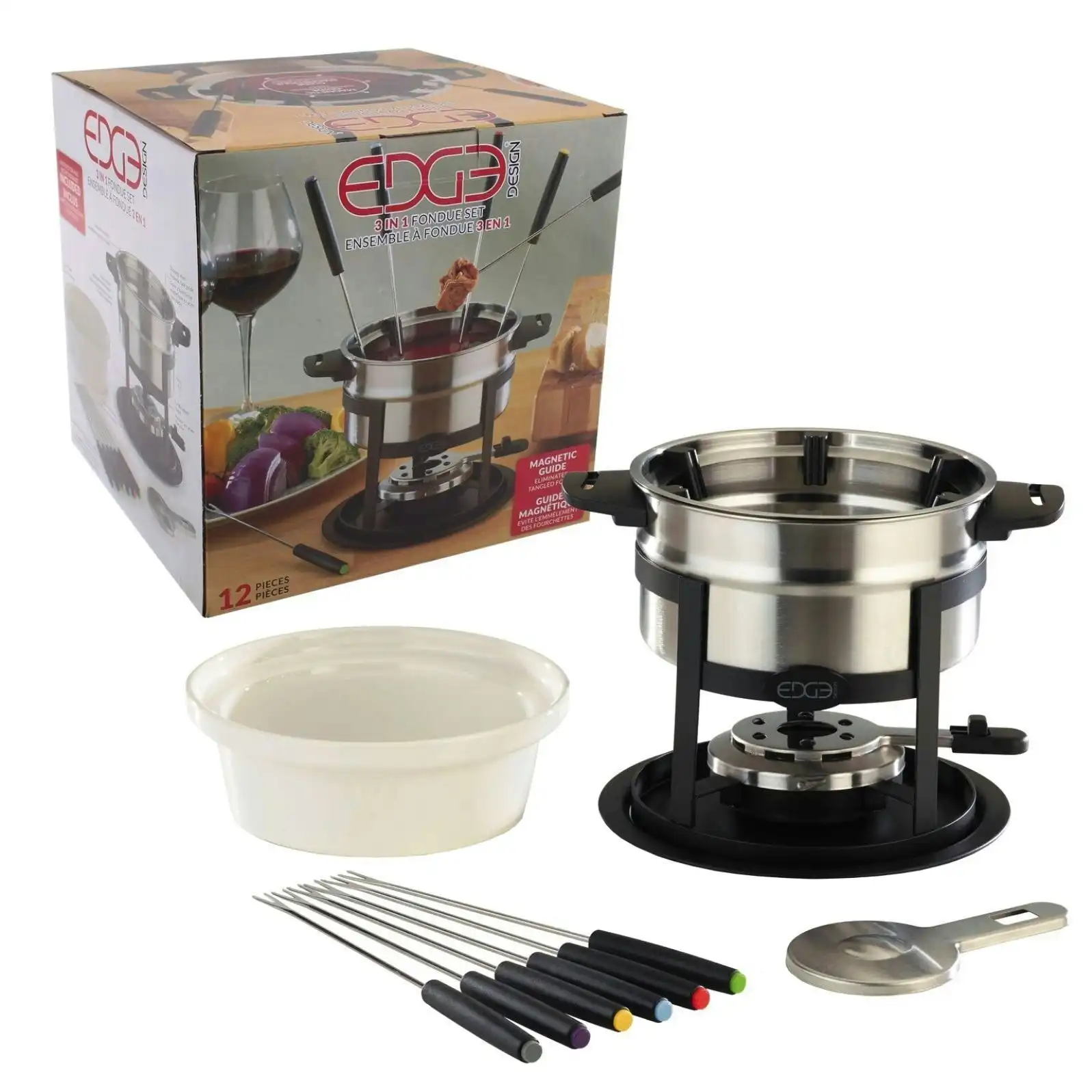 Edge 12 Piece 3 In 1 Fondue Set