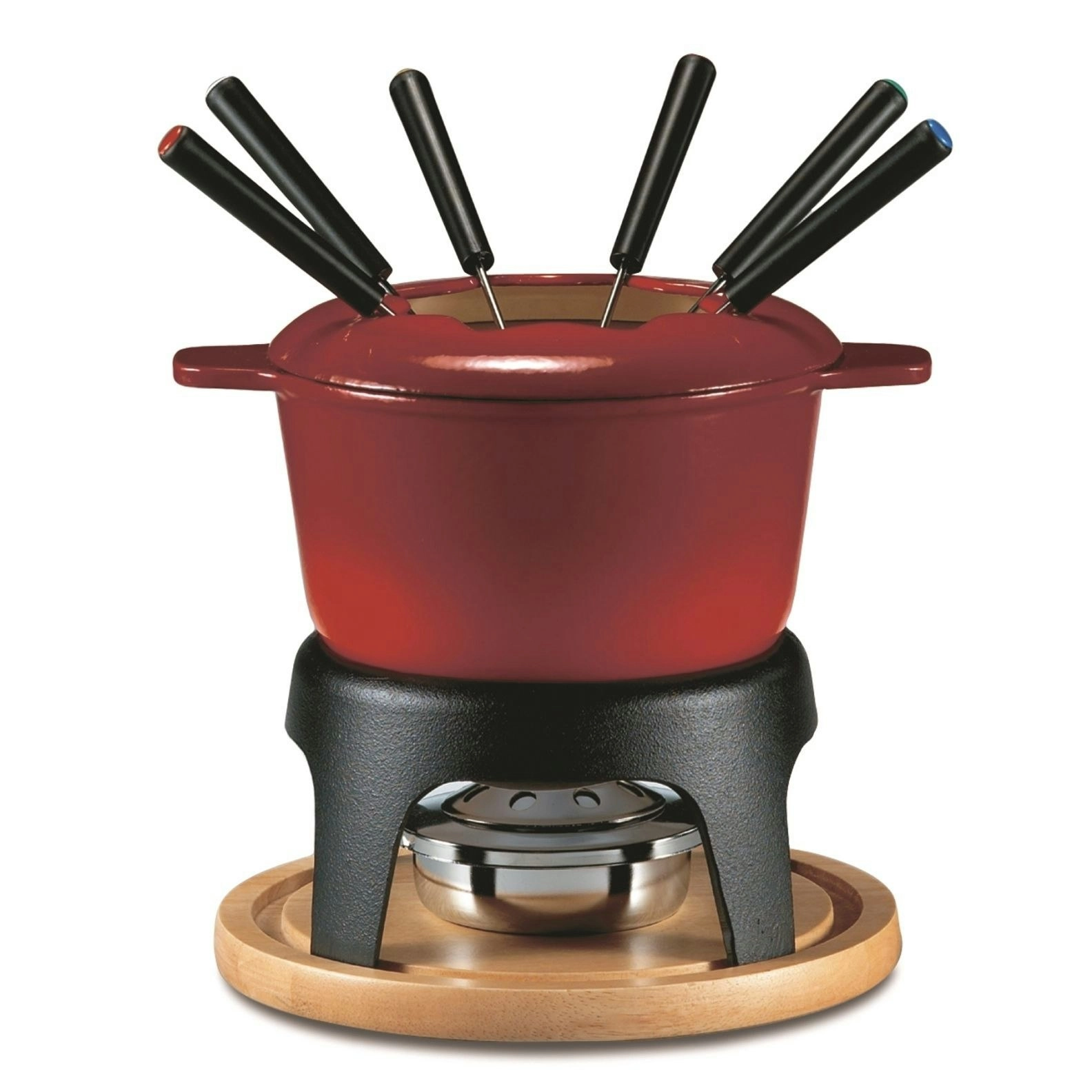 Swissmar Sierra 11 Piece Cast Iron Fondue Set   Red