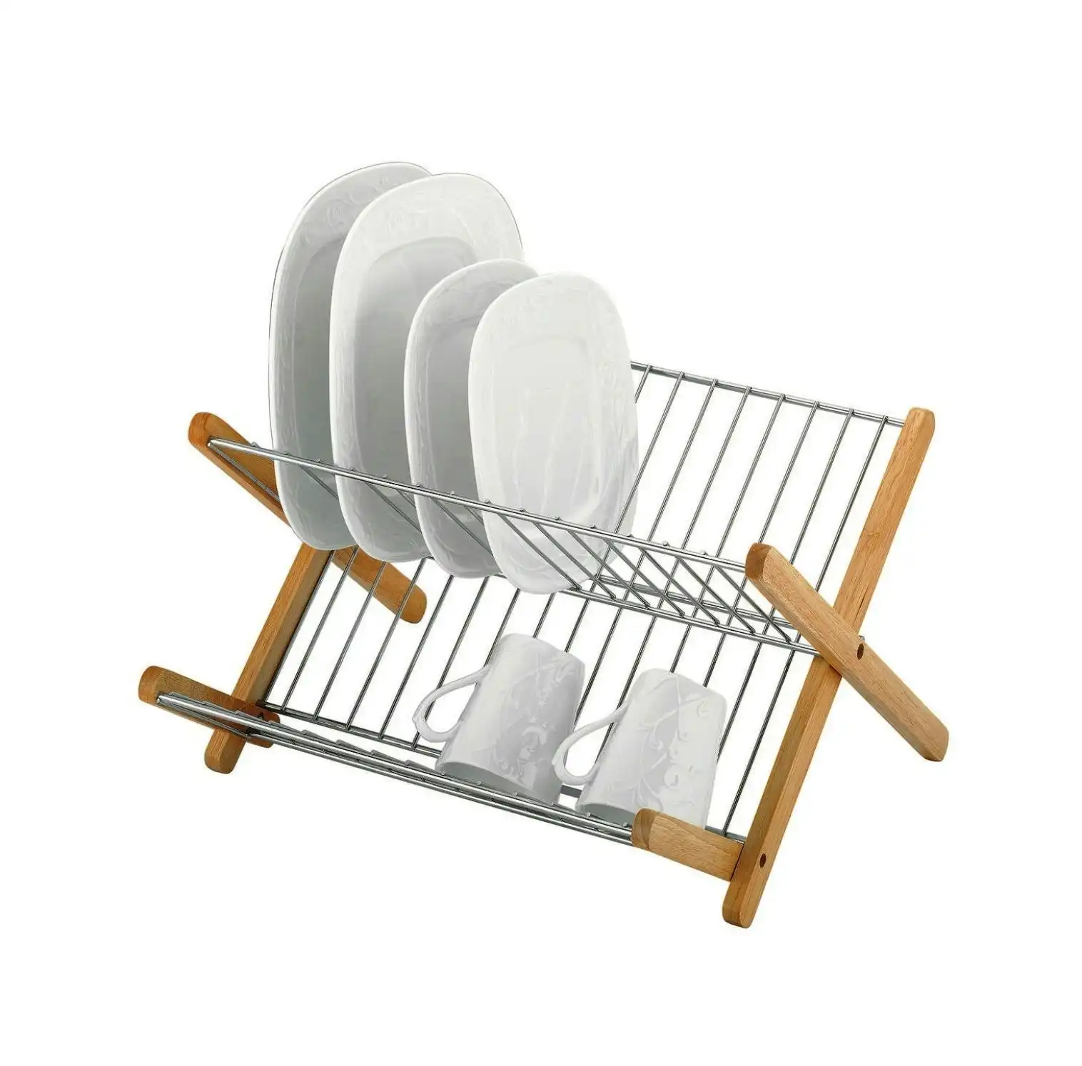 Avanti Monterey Chromed Steel And Timber Folding Dishrack