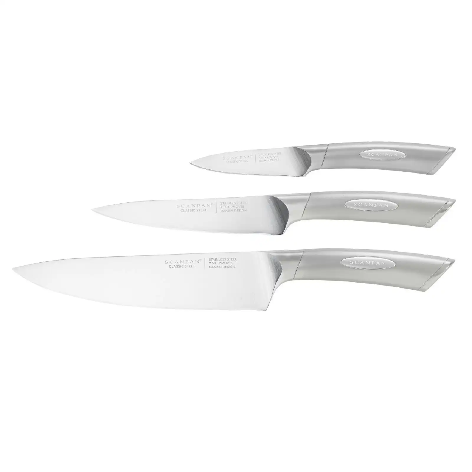 Scanpan Classic Steel 3 Piece Chefs Knife Set